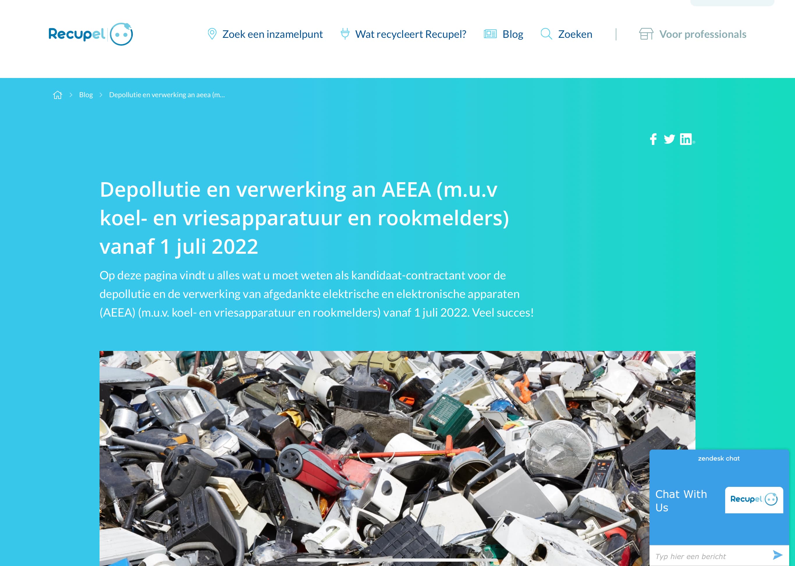Recupel lanceert oproep tot kandidaat-contractanten voor de depollutie en verwerking van AEEA